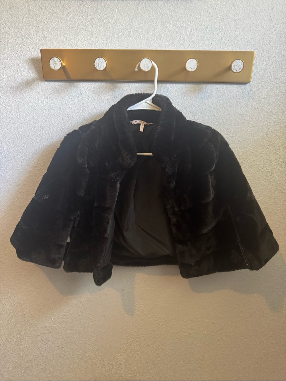 EUC BCBGeneration Black Faux Fur Cape